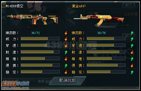 生死狙击黄金AK和M14EBR悟空对比