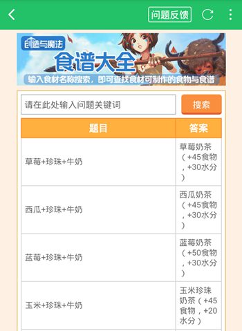 创造与魔法食谱大全 烹饪配方大全